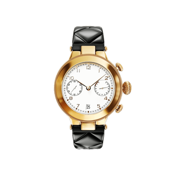 Pulseira de couro com mostrador preto